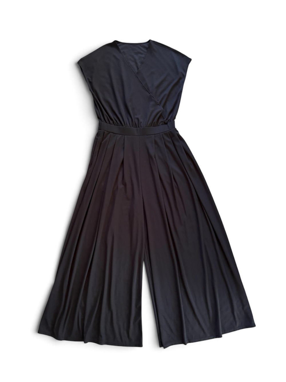 Halara Wide Leg V-Neck Black Flowy Pockets Draped Long Jumpsuit Size Large